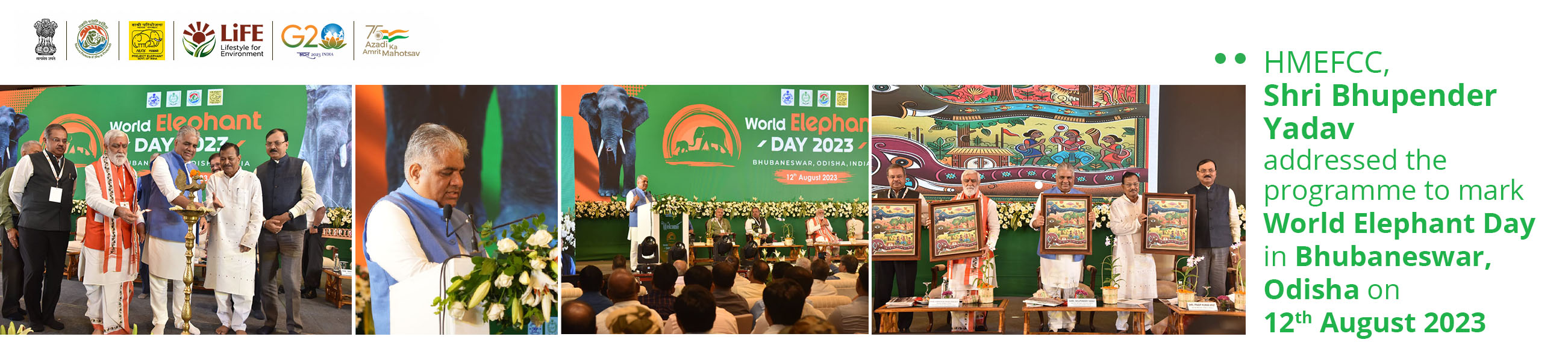 Banner – Celebration of World Elephant Day at Bhubaneswar, Odisha on 13-08-2023